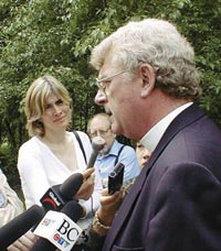 Bishop Michael Ingham speaking to reporters Bishop Michael Ingham speaking to reporters
